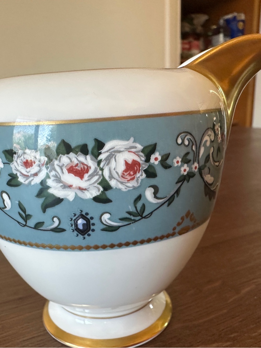 Blue Floral Gold-Trim Porcelain Creamer - Picture 6 of 9